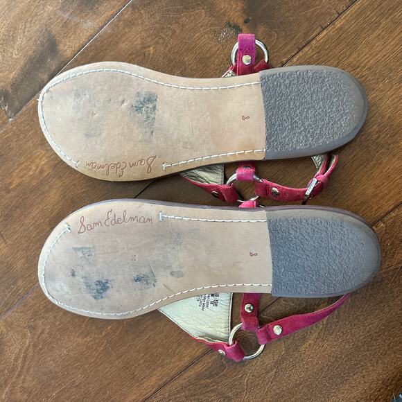 Sam Edelman‎ Greta Leather Gigi T-Strap Sandals Pink Purple Suede Women's Size 8 - Picture 6 of 11